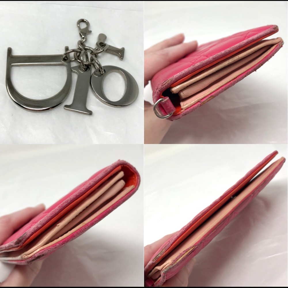 Dior Lady Dior Lambskin Leather Bifold Long Wallet w/ Charm - Picture 5 of 8